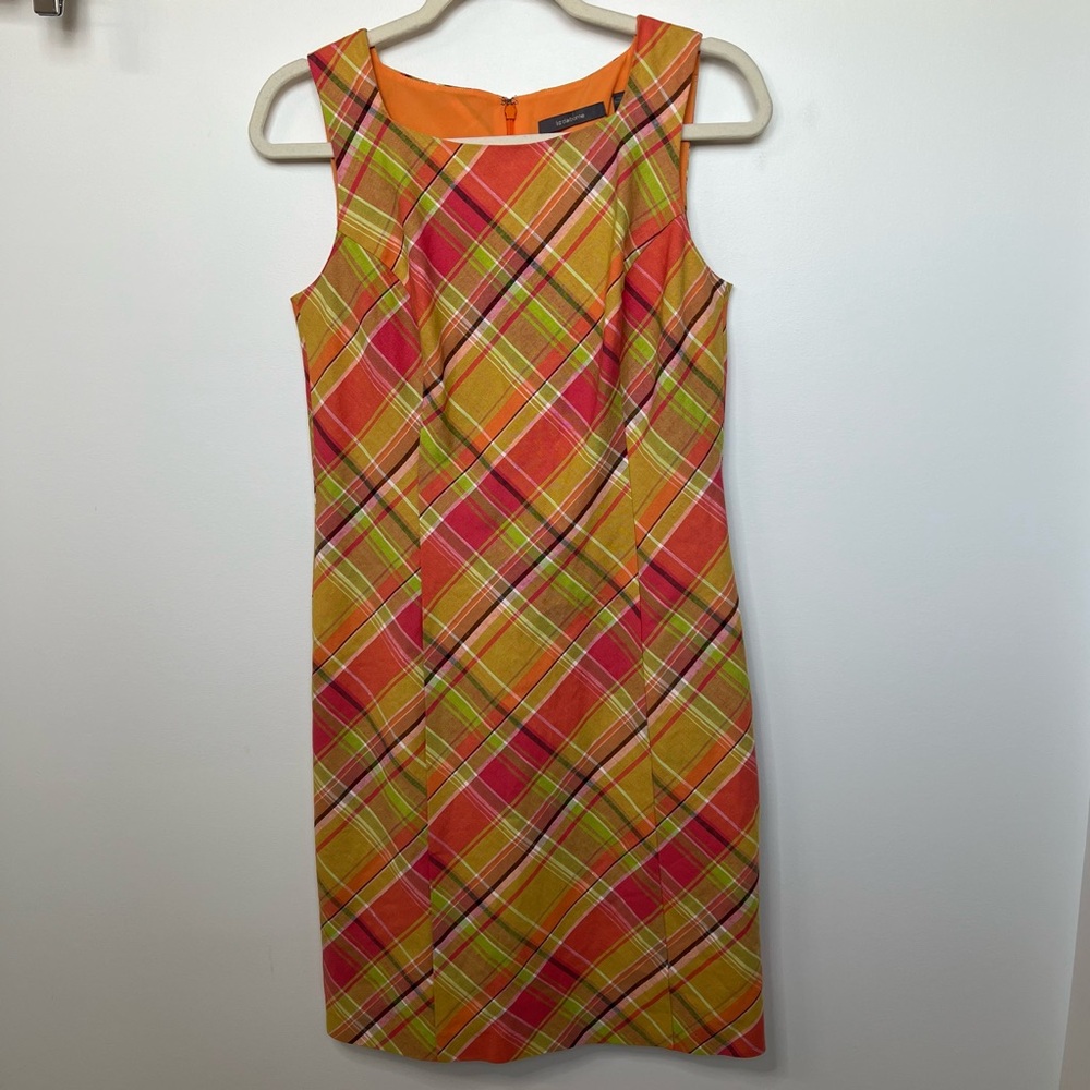 Liz Claiborne Plaid Linen Shift Dress size 4